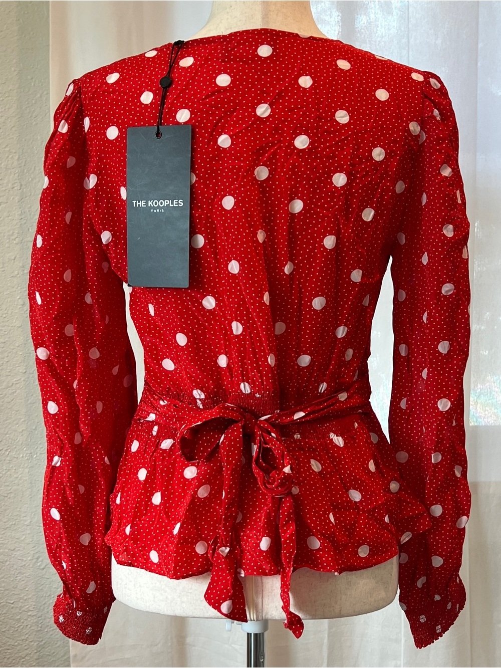 The Kooples Red and White Polka Dot Long Sleeve Blouse. Size 8 (French 3). NWT - Picture 3 of 11